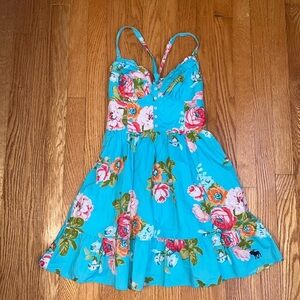 Gorgeous Bright Blue Y2K Abercrombie & Fitch Cotton Sundress Adjustable Straps S